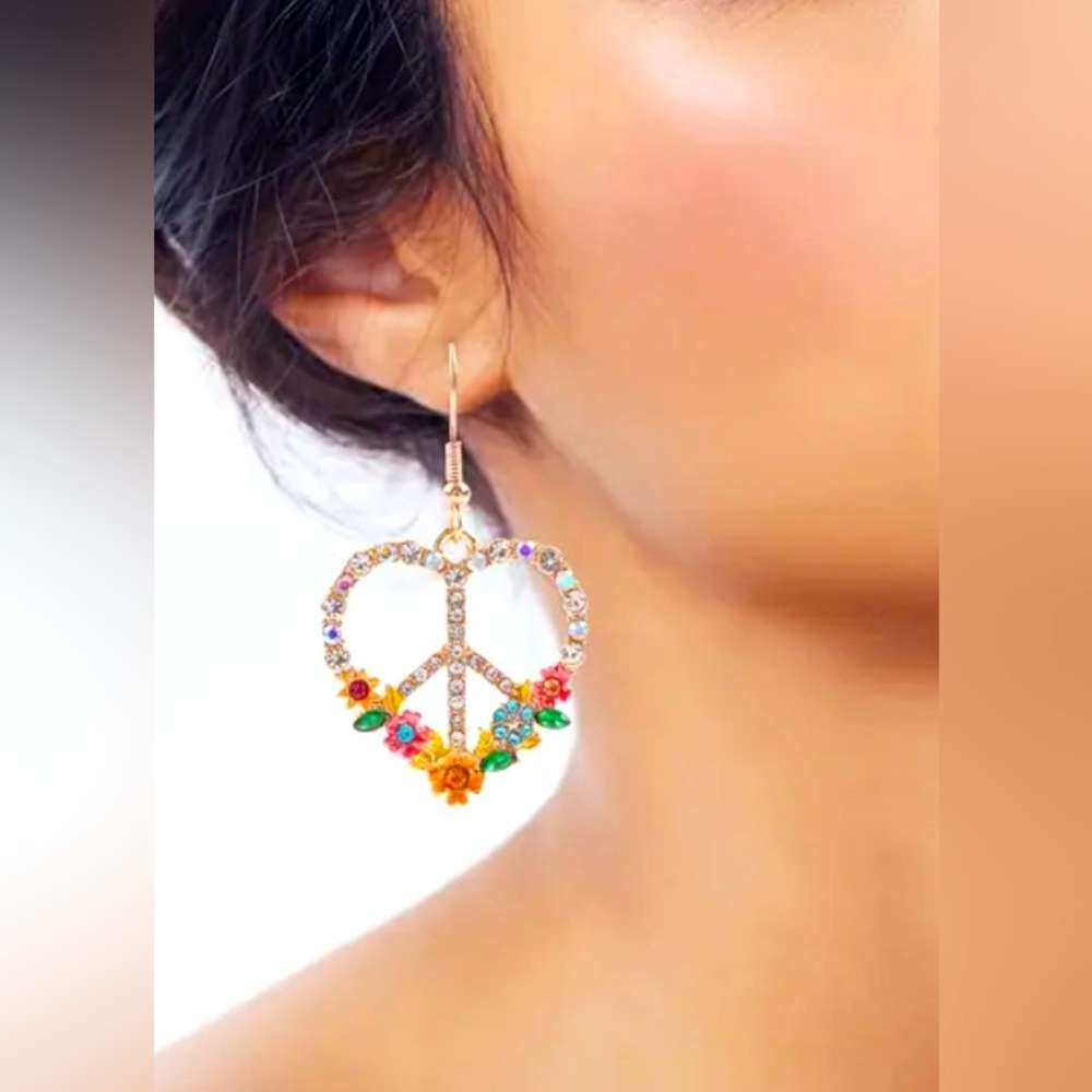 Bohemian Heart & Peace Symbol Earrings